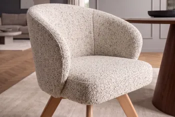 draaibare eetkamerstoel beige naturel eiken