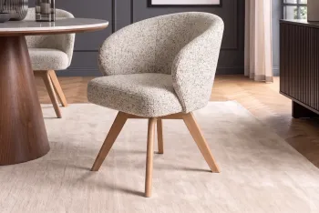 draaibare eetkamerstoel beige naturel eiken