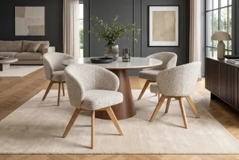 draaibare eetkamerstoel beige naturel eiken