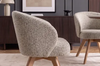 draaibare eetkamerstoel beige naturel eiken