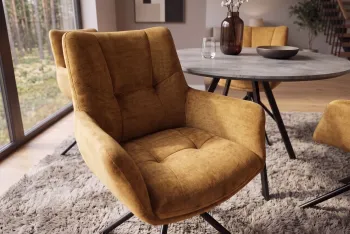 Moderne eetkamerstoel geel velvet draaibaar
