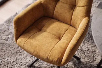 Moderne eetkamerstoel geel velvet draaibaar