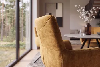 Moderne eetkamerstoel geel velvet draaibaar