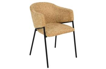 Eetkamerstoel Noble geel chenille stof met zwart frame