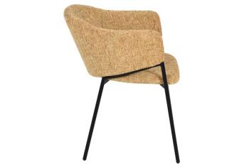 Eetkamerstoel Noble geel chenille stof met zwart frame