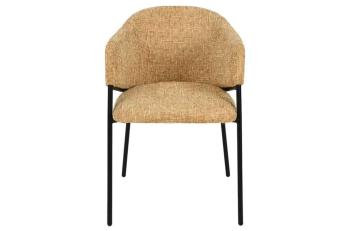 Eetkamerstoel Noble geel chenille stof met zwart frame