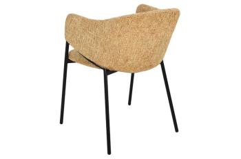 Eetkamerstoel Noble geel chenille stof met zwart frame
