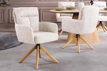 eetkamerstoel beigegrijs houten poten draaibaar