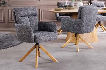 eetkamerstoel grijs houten poten draaibaar