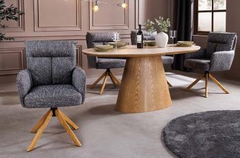 eetkamerstoel grijs houten poten draaibaar