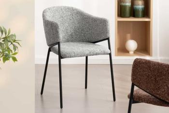 Eetkamerstoel Noble grijs chenille stof met zwart frame