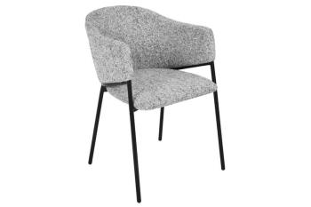 Eetkamerstoel Noble grijs chenille stof met zwart frame