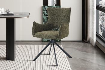 Eetkamerstoel groen stof draaibaar