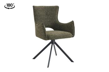 Eetkamerstoel groen stof draaibaar