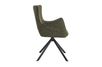 Eetkamerstoel groen stof draaibaar