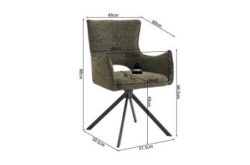 Eetkamerstoel groen stof draaibaar