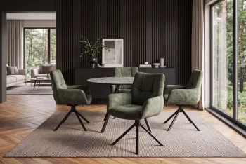 Moderne eetkamerstoel mosgroen velvet draaibaar