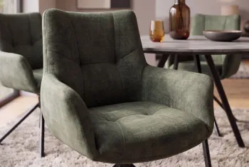 Moderne eetkamerstoel mosgroen velvet draaibaar