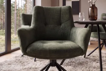 Moderne eetkamerstoel mosgroen velvet draaibaar