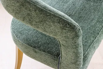 eetkamerstoel groene stof goudkleurige poten