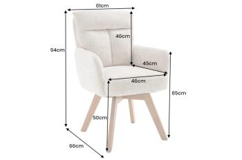 Eetkamerstoel champagne bekleding houten poten draaibaar