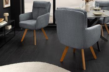 Eetkamerstoel grijs houten poten draaibaar