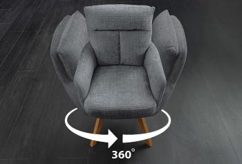 Eetkamerstoel grijs houten poten draaibaar