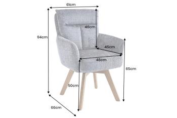 Eetkamerstoel grijs houten poten draaibaar