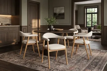 eetkamerstoel eiken met creme bekleding