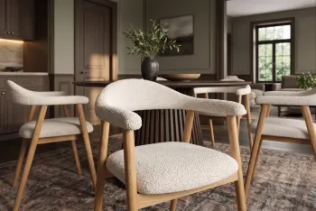 eetkamerstoel eiken met creme bekleding