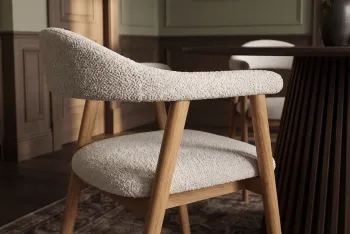 eetkamerstoel eiken met creme bekleding