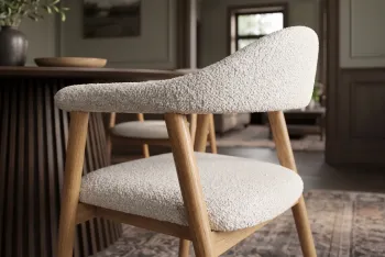 eetkamerstoel eiken met creme bekleding