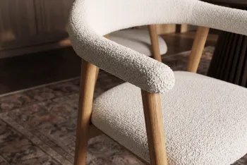 eetkamerstoel eiken met creme bekleding