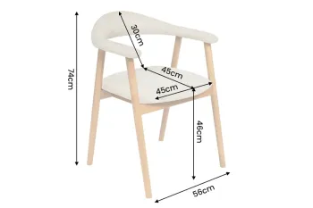 eetkamerstoel eiken met creme bekleding