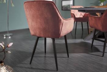 Eetkamerstoel met armleuningen fluweel bruin