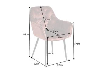 Eetkamerstoel met armleuningen fluweel bruin