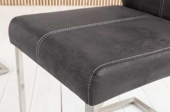 Eetkamerstoel grijs microvezel sledepoot