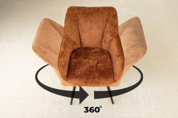 Draaibare stoel roestbruin chenille stof