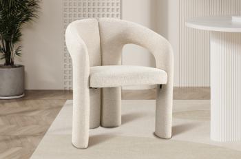 eetkamerstoel beige stof met armleuningen