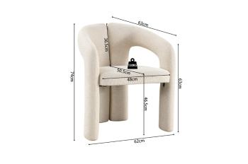 eetkamerstoel beige stof met armleuningen