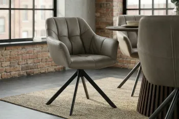 Draaibare eetkamerstoel taupe leder