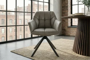 Draaibare eetkamerstoel taupe leder