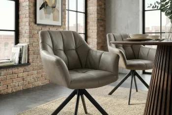 Draaibare eetkamerstoel taupe leder
