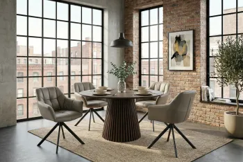 Draaibare eetkamerstoel taupe leder