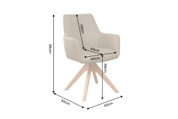 draaibare eetkamerstoel taupe leder met houten poten