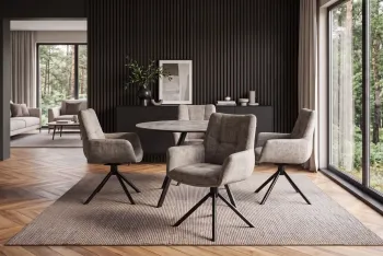 Moderne eetkamerstoel taupe velvet draaibaar