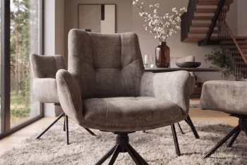 Moderne eetkamerstoel taupe velvet draaibaar