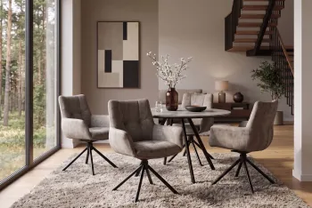 Moderne eetkamerstoel taupe velvet draaibaar