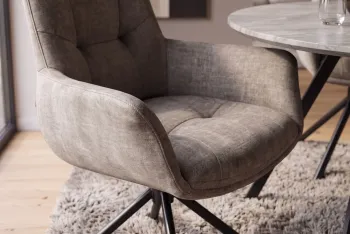 Moderne eetkamerstoel taupe velvet draaibaar