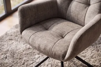 Moderne eetkamerstoel taupe velvet draaibaar
